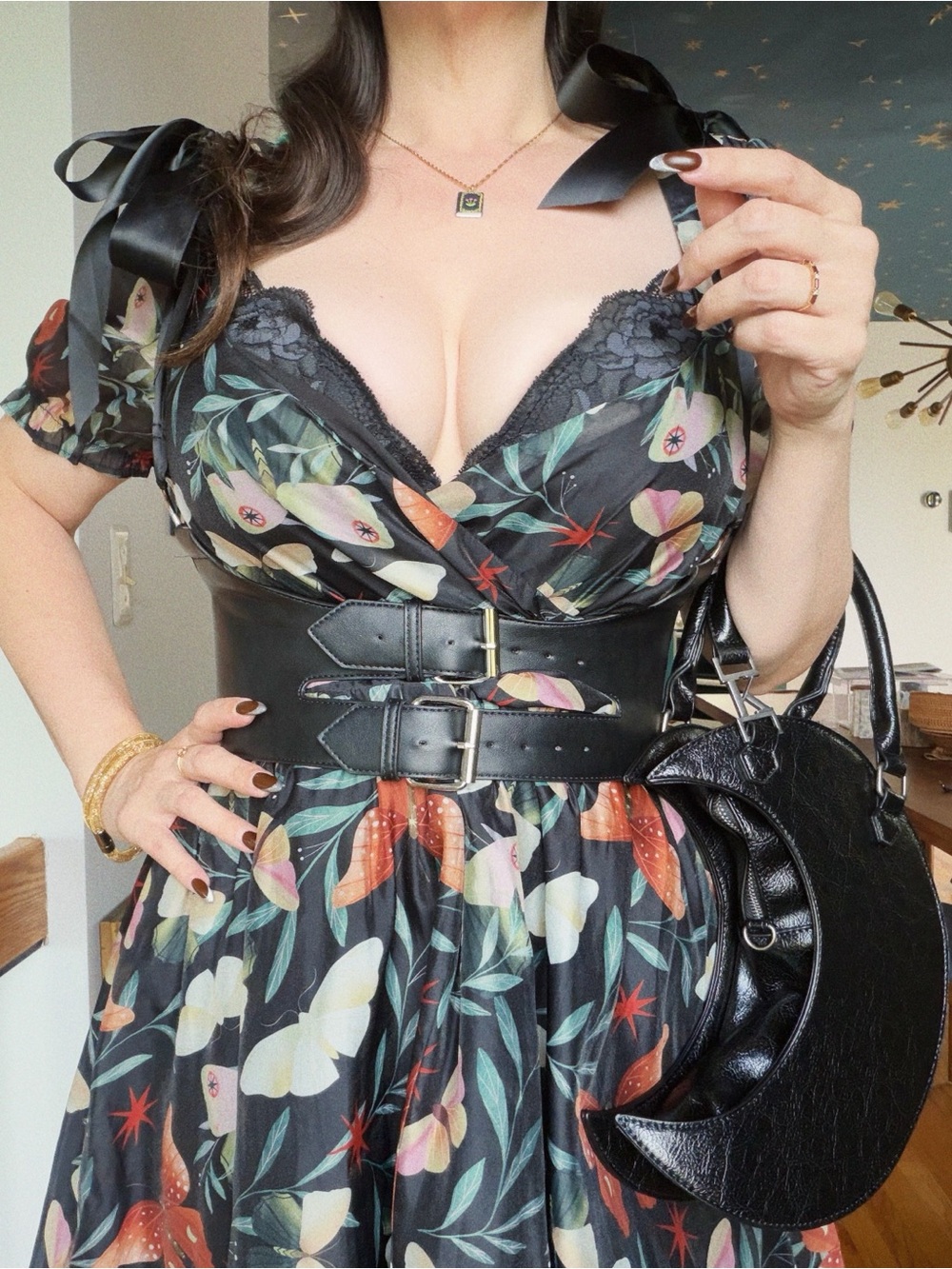 Mariposa puff sleeve organza midi dress - Picture 5 of 9